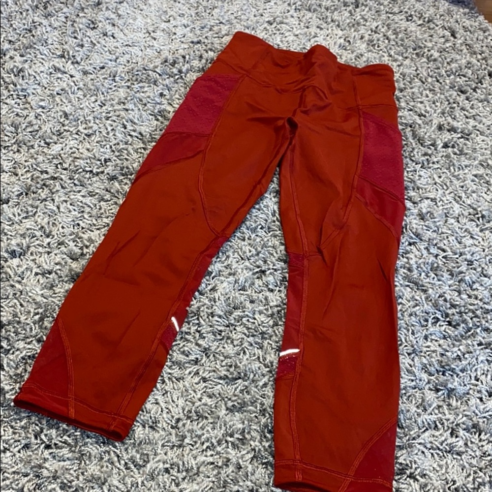 Lululemon Red Detailed Mesh Leggings